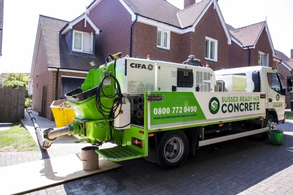 Sussex Ready Mix Concrete lorry providing concrete to site