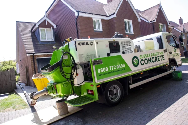Sussex Ready Mix Concrete vehicle pumping concrete