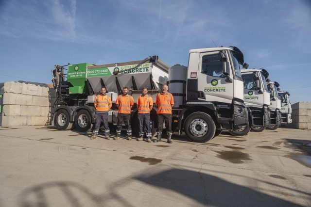 Sussex Ready Mix Concrete team and grab hire vehicle