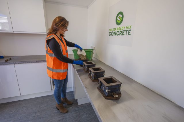 Concrete testing at Sussex Ready Mix concrete